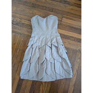 Reiss Marianne Champagne Wool Silk Strapless Tiered Petal Cocktail Dress Size 2